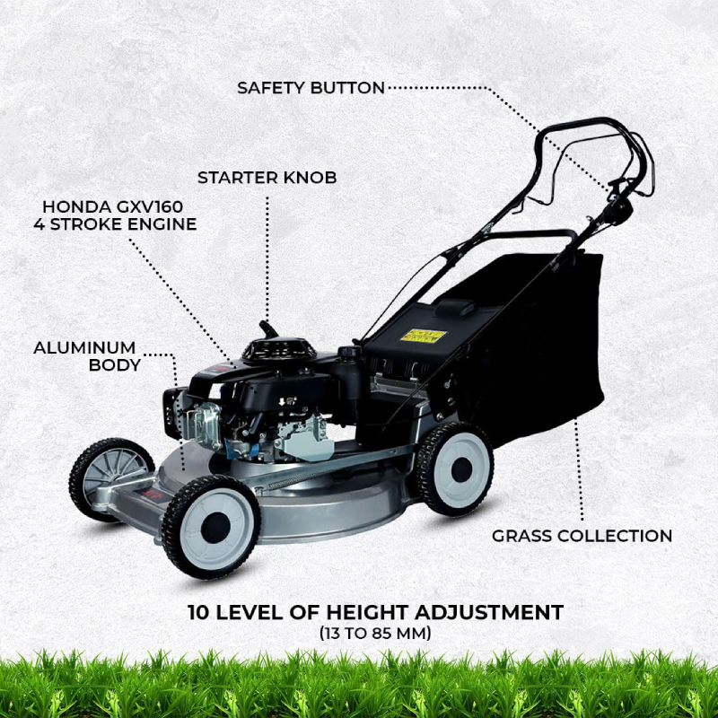 Halte BKR Petrol Self Propelled Aluminium Deck Rotary Lawn Mower with Honda GXV160 Engine 22 Inch 5 hp LG0727